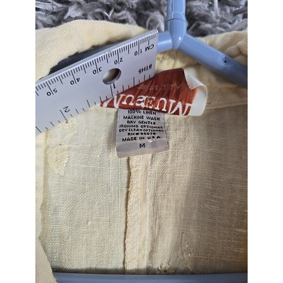 VTG Museum USA Yellow Womens Cottagecore 100% Linen Button Down Dress Sz M - Picture 3 of 6